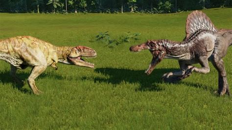 Giganotosaurus VS Spinosaurus - Jurassic World Evolution - YouTube