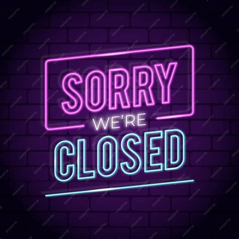 Free Vector | Neon sorry, we're closed sign