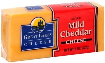 Great Lakes Cheese Natural, Mild Cheddar Cheese - 8 oz, Nutrition ...