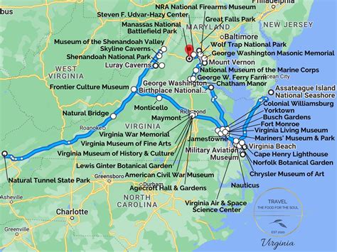 Virginia Attractions Map | Travel The Food For The Soul