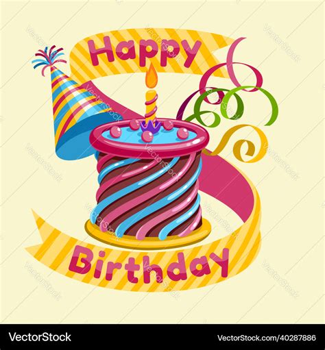 Happy birthday sticker flat design Royalty Free Vector Image