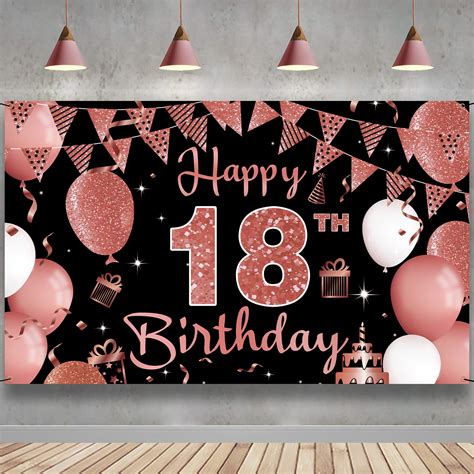 Buy 18th Birthday Decorations Backdrop Banner, Happy 18th Birthday ...