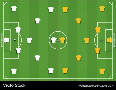 Soccer field with players mock from top Royalty Free Vector