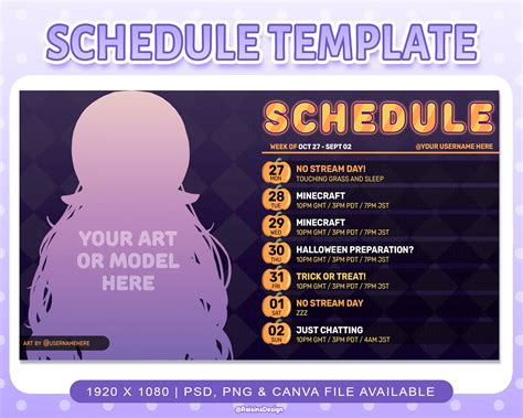 Stream Schedule Template for Twitch & Youtube Streaming / Pumpkin ...