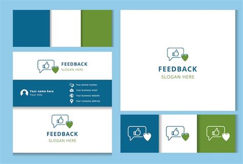 Premium Vector | Feedback logo design with editable slogan business card and branding book template