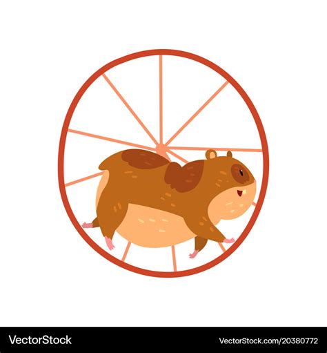 Cute cartoon hamster character running in wheel Vector Image