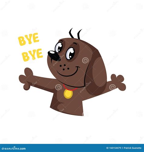 Brown Dog Saying Bye Bye Vector Illustration On A Stock Vector ...