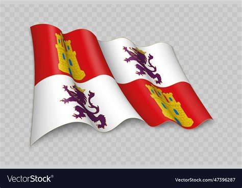 3d realistic waving flag of castile and leon Vector Image