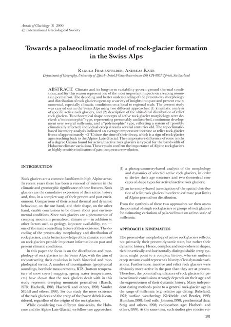 (PDF) Towards a paleoclimatic model of rock-glacier formation in the ...