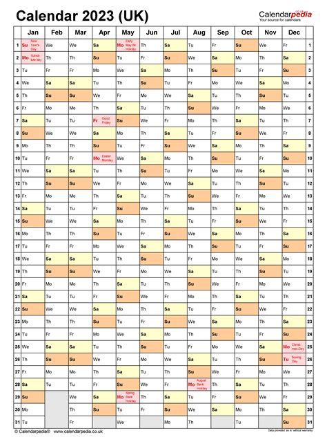 Calendar 2023 (UK) - free printable Microsoft Word templates