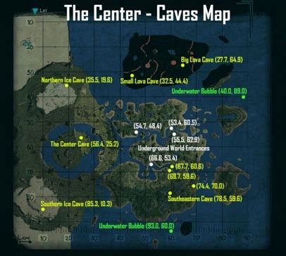 ARK: Survival Evolved - all cave locations, details - map