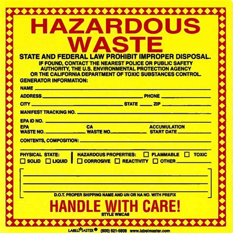 Printable Hazardous Waste Manifest Form