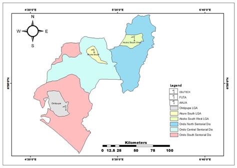 Ondo State Map Showing the 3 Senatorial Districts and Locations of the ...