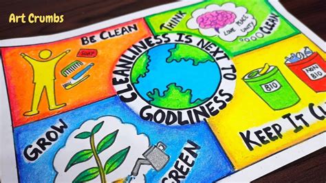 Cleanliness Day Poster with Oil Pastels