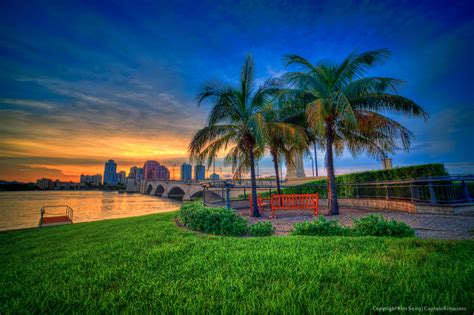 Sunset at West Palm Beach from Palm Beach Island Palm Beach County Florida