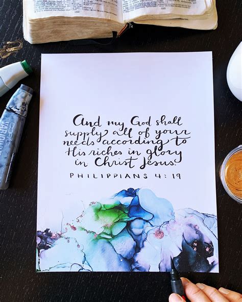 Philippians 4:19 Bible Verse Wall Art Alcohol Ink Painting | Etsy