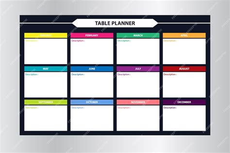 Premium Vector | Table planner template