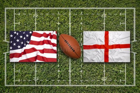 USA Vs. England Flags on Rugby Field Stock Image - Image of flag ...