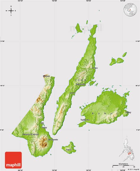 Physical Map of Region 7, cropped outside