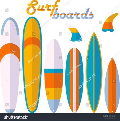 Surf boards and fins shapes types vector set. - Royalty Free Stock ...