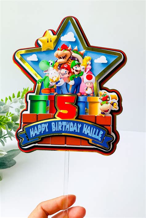 Super Mario Inspired Cake Topper Personalized Topper Mario Birthday ...