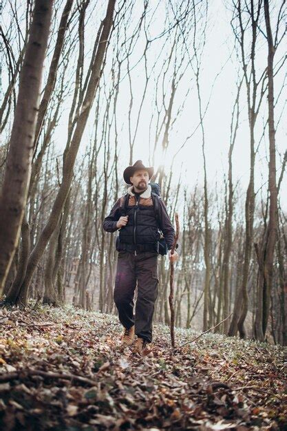 Premium Photo | Man hiking in forest