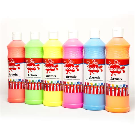 6 x 600ml Fluorescent Poster Paint 600ml