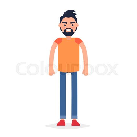 Cartoon man stands in full-length and ... | Stock vector | Colourbox