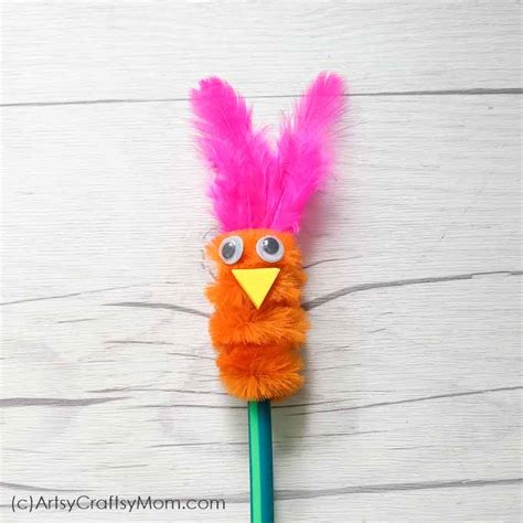 Pipe Cleaner Pencil Topper Bird Craft | Back to School DIY tutorial