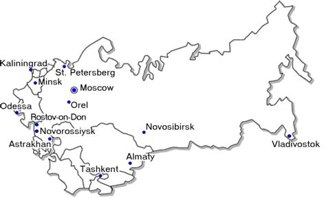 Map of Major Russian Cities