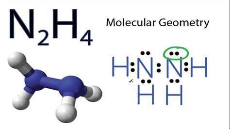 N2H4 Molecular Geometry and Bond Angles (actual bond angle is less than ...