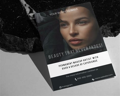 Editable Permanent Makeup Flyer Template, Custom PMU Promotional Flyer, Minimalist Luxury ...