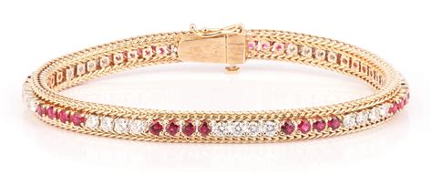 Lot 436: Ladies 14K Gold & Ruby Bracelet | Case Auctions