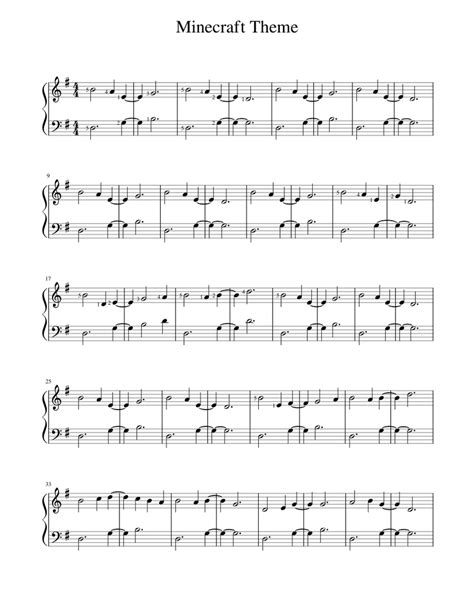 Minecraft Theme Sheet music for Piano (Solo) Easy | Musescore.com