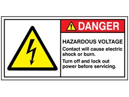 Hazardous voltage contact will cause electric shock or burn label ...