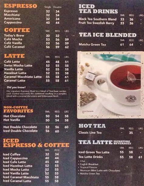 The Coffee Bean & Tea Leaf Menu - Zomato Indonesia