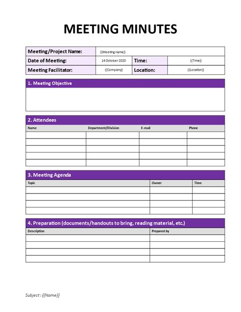 Excel Template For Meeting Notes