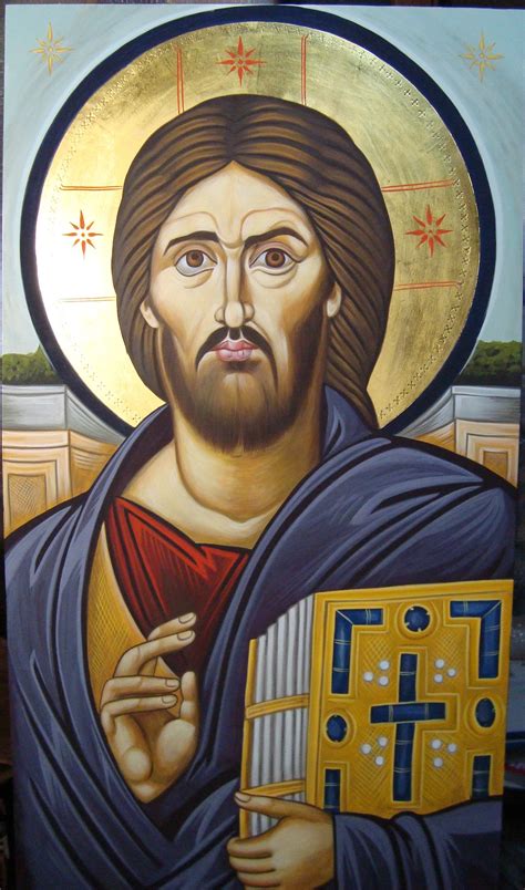 Jesus Christ Pantokrator. Orthodox Byzantine Icon Size 60x30cm - Etsy