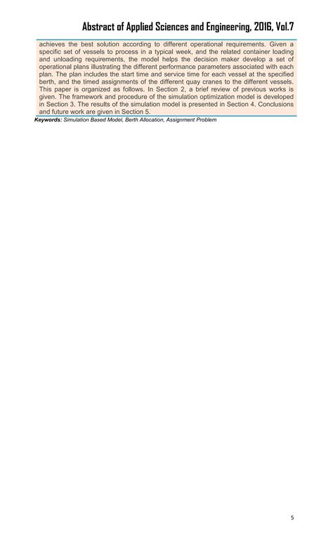 A Simulation Based Model for the Berth Allocation and Quay Crane ...