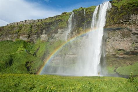 Premium Photo | Seljalandsfoss waterfall with a rainbow iceland