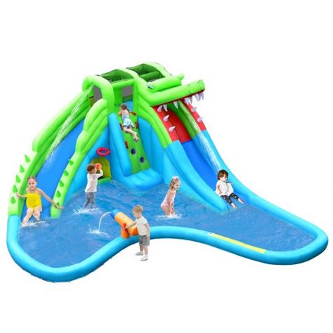 7 in 1 Inflatable Bounce House with Splashing Pool and Slide