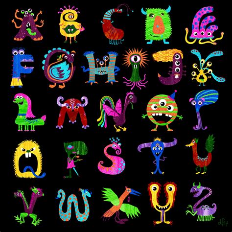 Monster Alphabet +++ illustration by Daniela Faber 2017 +++ A to Z A-Z letters critters ...