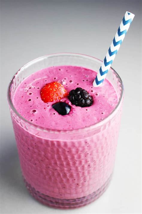 Triple Berry Greek Yogurt Smoothies - Our Happy Mess