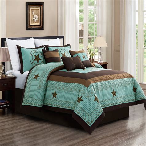 7 Piece Bedding Comforter Set Luxury Bed In A Bag, Queen Size , Teal ...