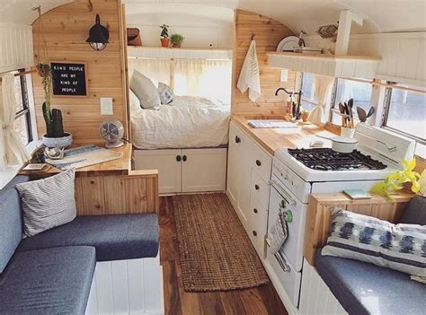 Pin by Caroline Freestone on Bus conversion | Vintage camper interior, Campervan interior ...