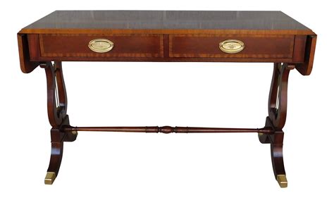 Baker Mahogany Banded Double Lyre Base Console Table on Chairish.com Foyer, Entryway Tables ...