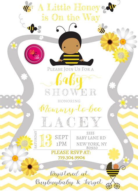 Editable Bumble Bee Baby Shower Invitations Printable, Bumblebee Invit – Mug and Mouse Designs