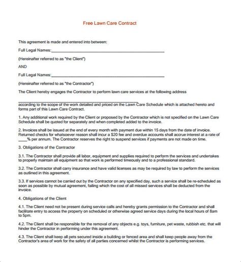 lawn care contract template This Story Behind Lawn Care ...