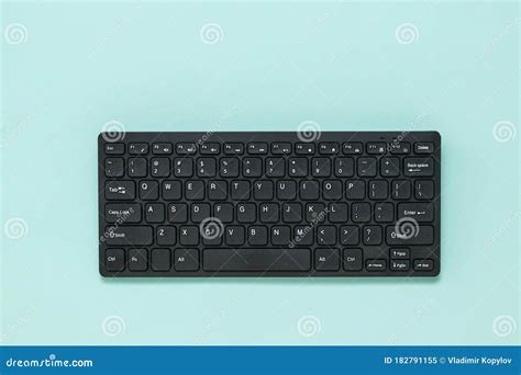 Wireless Black Keyboard on a Light Blue Background. Stock Image - Image of letter, equipment ...