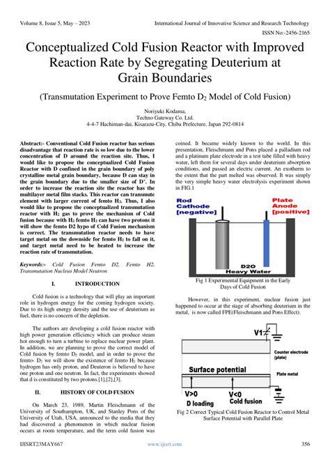 (PDF) Conceptualized Cold Fusion Reactor with Improved Reaction Rate by Segregating Deuterium at ...